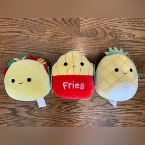 Squishmallows Yellow Taco, Fries, and Pineapple Plush Set